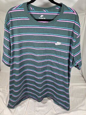 Nike Striped Embroidered Futura Logo Tee - Men's 4XL